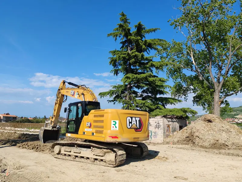 Graafmachine aan het werk op een bouwterrein